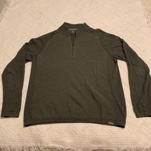 Eddie Bauer Mens Green Quarter Zip Size Large Pullover Sweater